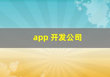 app 开发公司